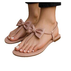 Christian Siriano Shoes Womens Size 8 Pink Bow Sandals Thong Slip On Slingback